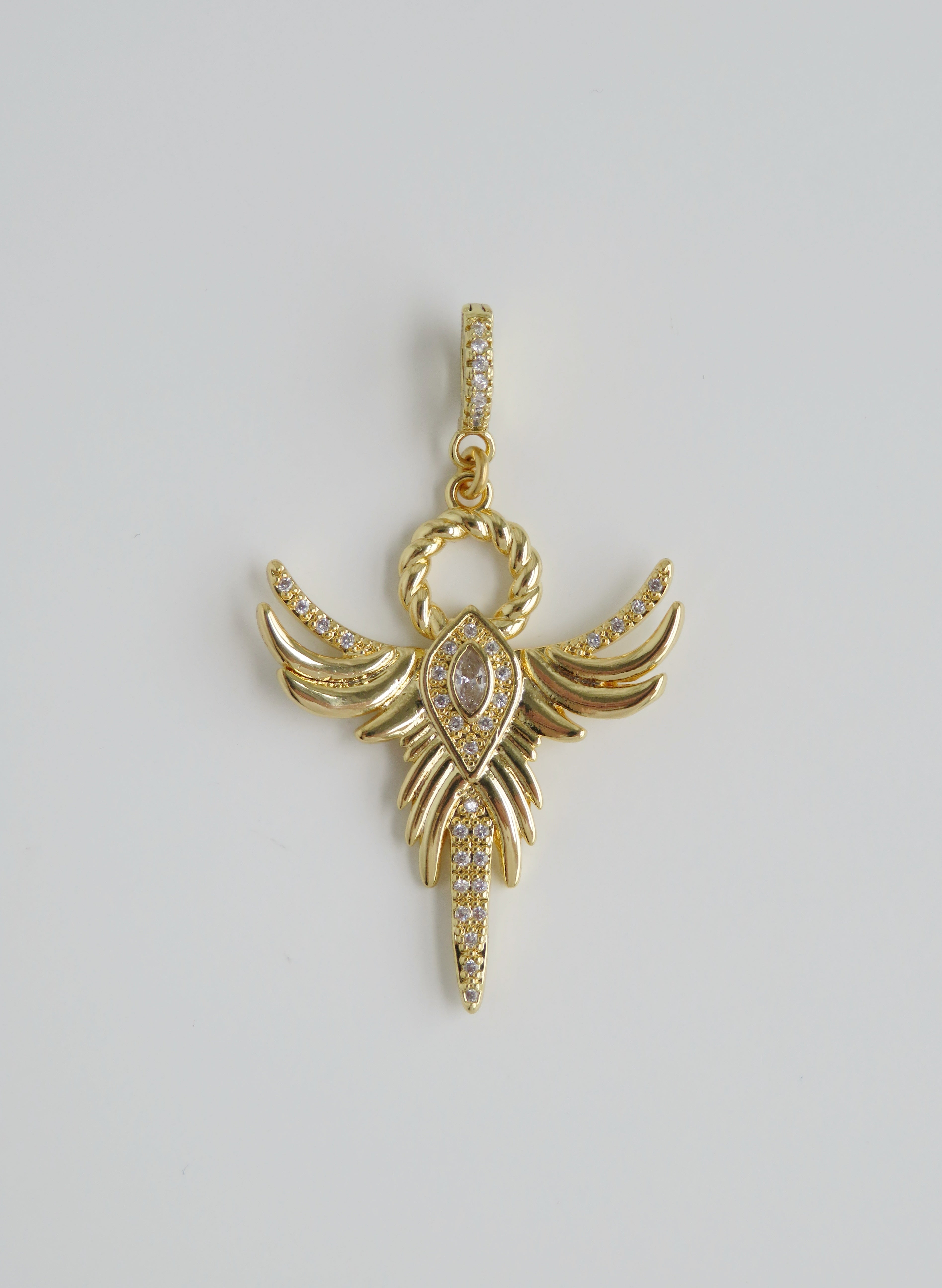 Phoenix Angel Charm on Diamond Clasp