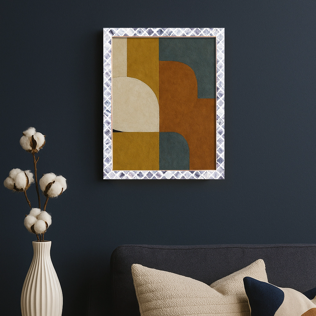 Poster Frames Moroccan Pattern Bone & Resin Inlay, Grey, 15 Sizes