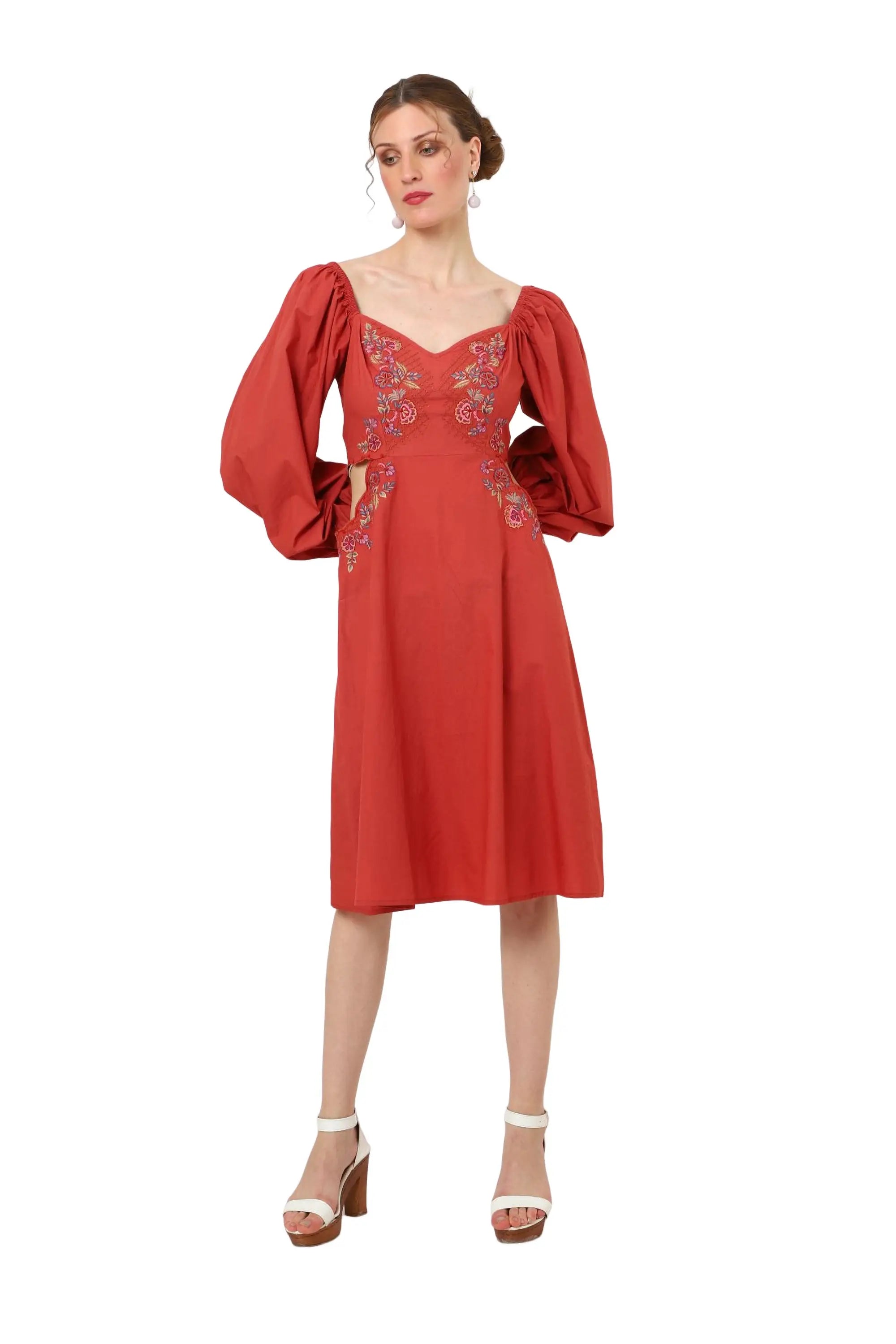 tonal embroidered midnight casual midi dress blue & Red s to xl