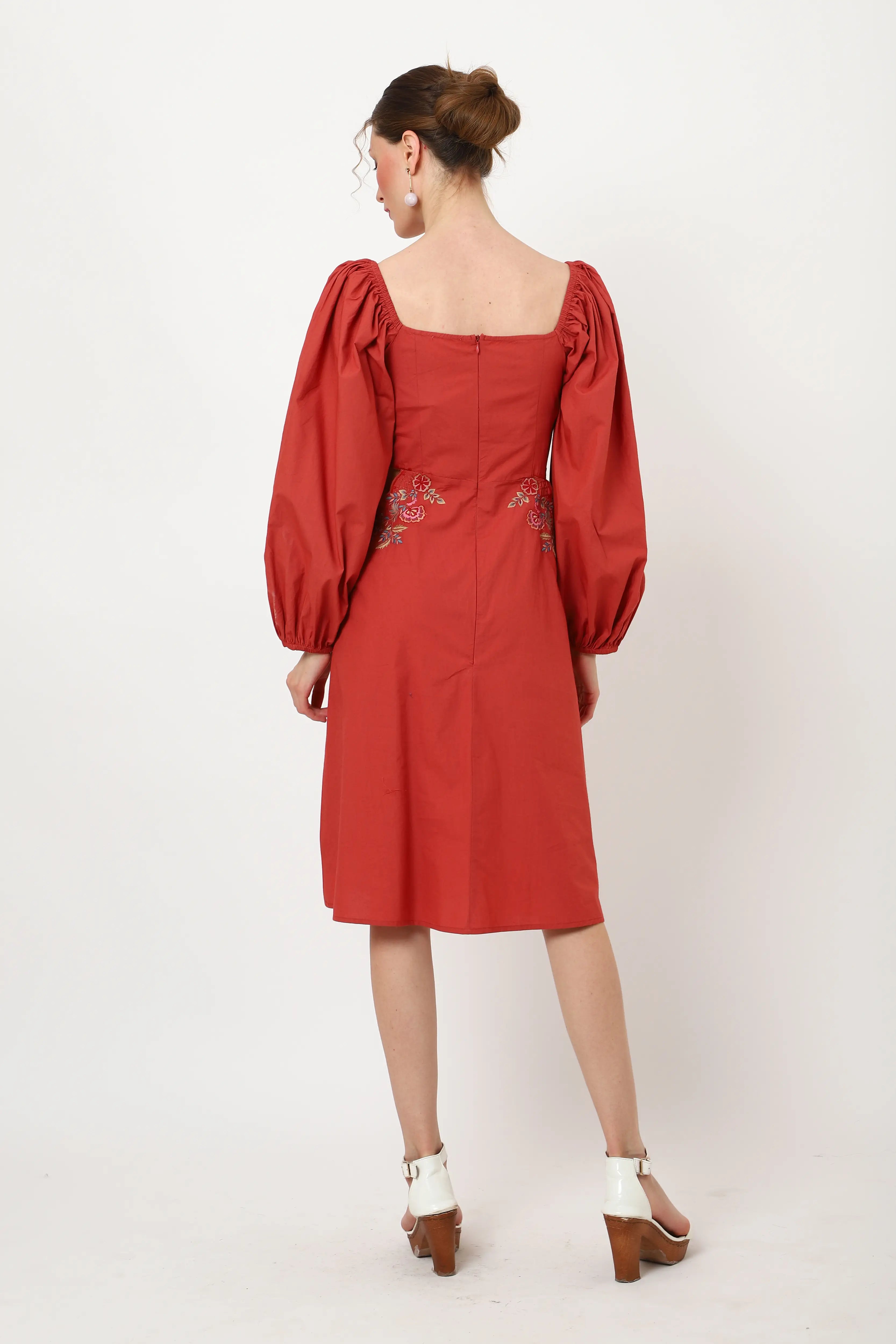 tonal embroidered midnight casual midi dress blue & Red s to xl