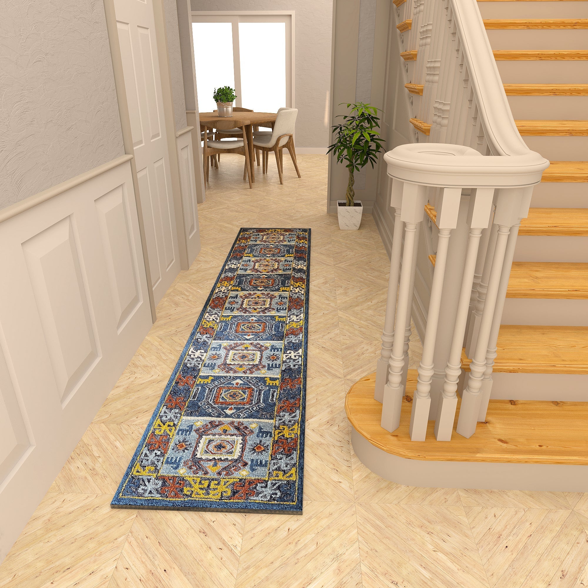 Premium Hand-Tufted Rug Made of 100% Wool  - Inca Fable - 2x8 Feet