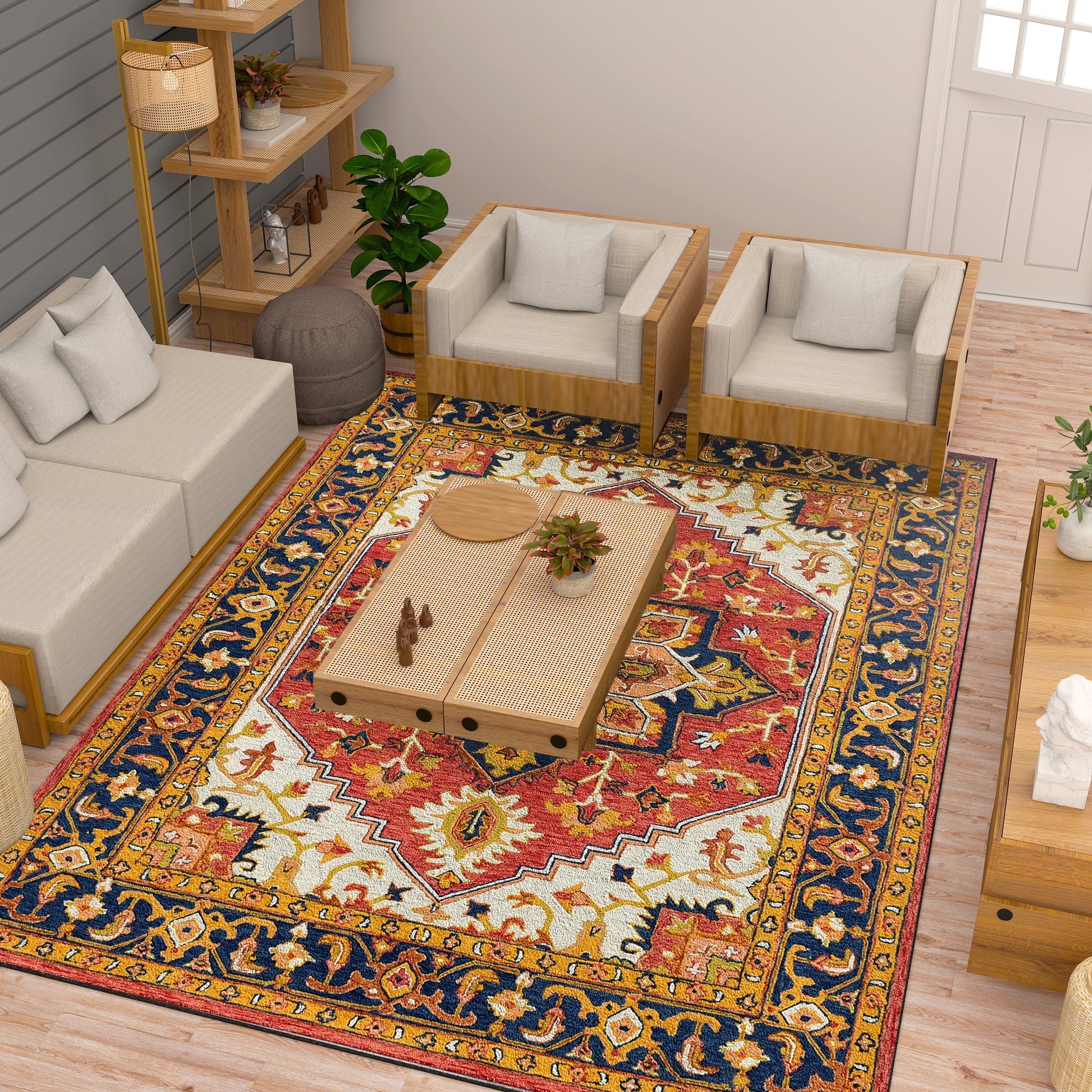Premium Hand-Tufted Rug Made of 100% Wool  - Maras Palace - 9x12 Feet