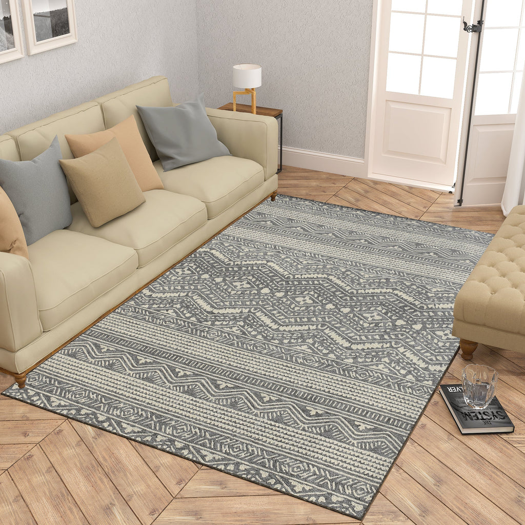 Premium Hand-Tufted Rug Made of 100% Wool  - Midnight Mist - 4x6 Feet