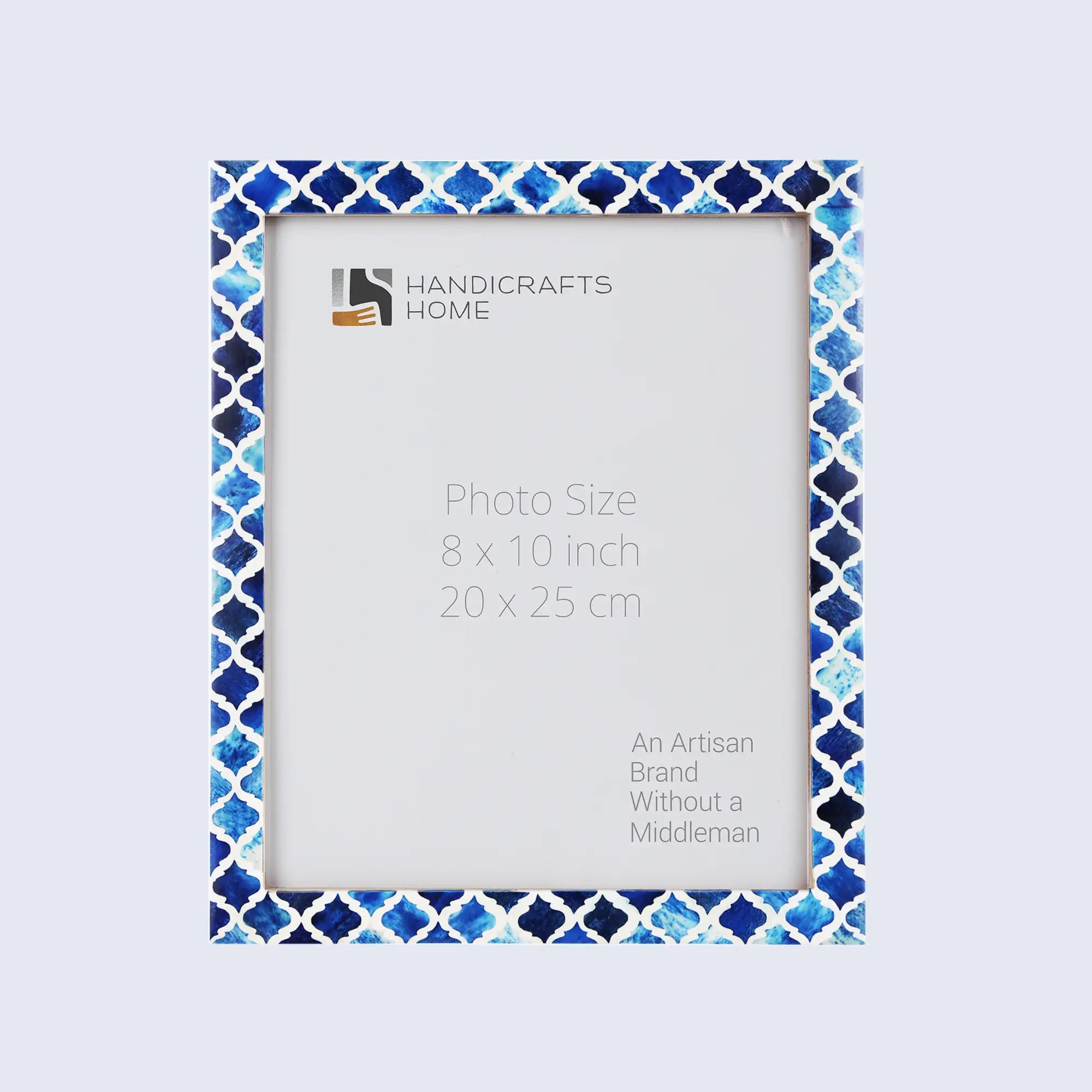 Picture Frame Moroccan Pattern Collection Bone & Resin Inlay Blue – 4 Sizes