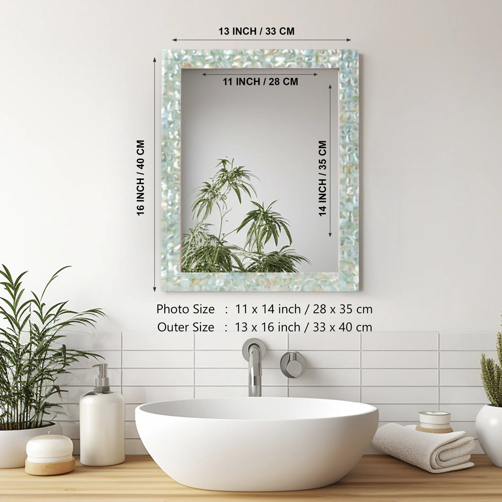 Make To Order Mother Of Pearl Green Mirror in 7 Sizes