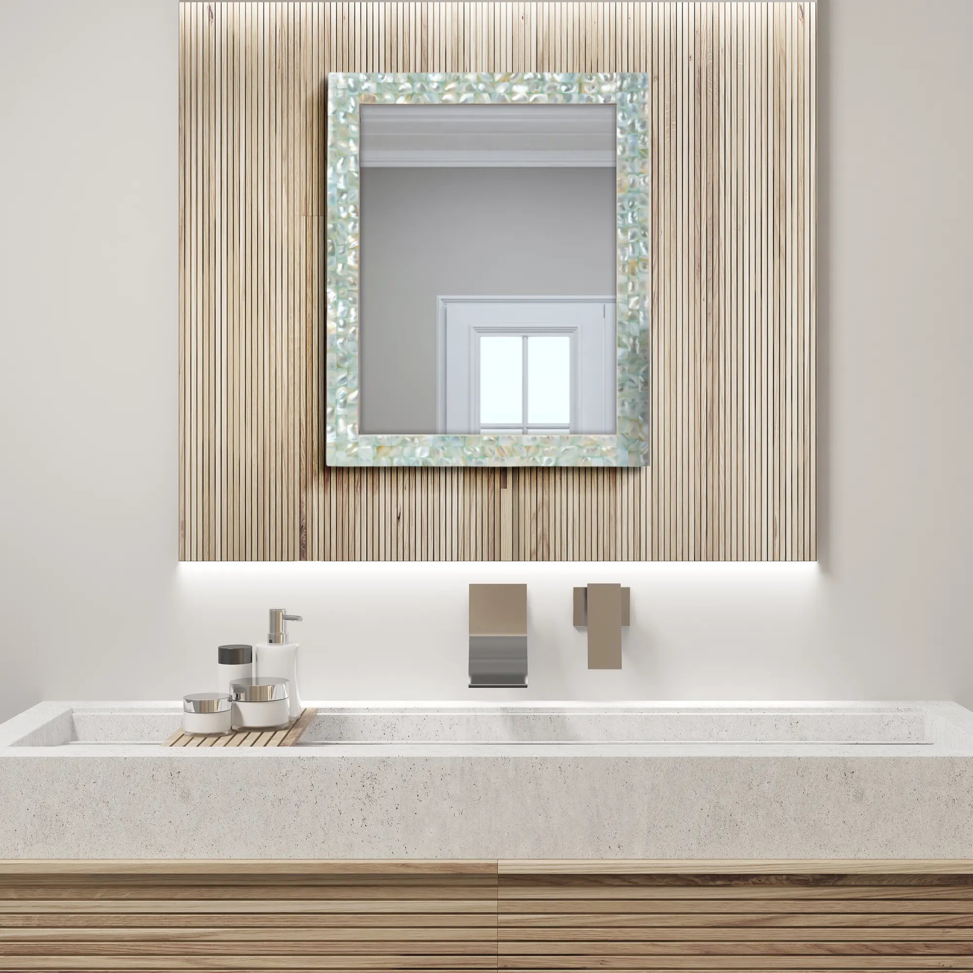 Make To Order Mother Of Pearl Green Mirror - 16x20 inches