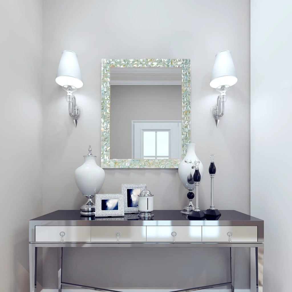 Mother of Pearl Mirror Frame with Mirror, Green, 18" x 24" (Made-to-Order)