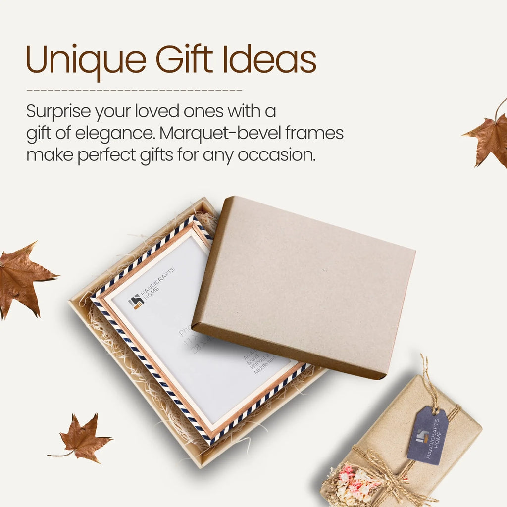 Picture Frame Marquet Bevel Collection Resin Inlay Blue White Pack of 2 Available in 7 Sizes