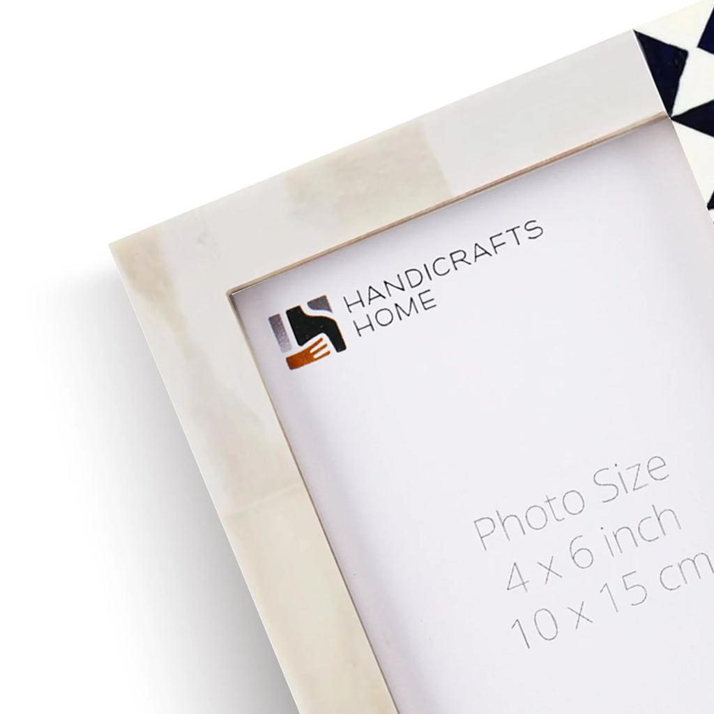 Picture Frame Indigo Mosaic Collection Bone Inlay White & Blue – 4x6 & 5x7"