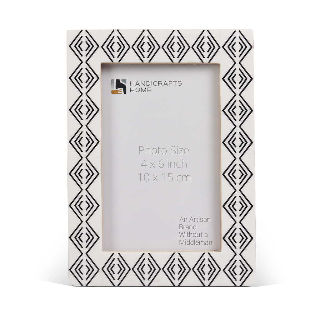 Black White Resin Inlay Diamond Arts Picture Frame 4x6 5x7