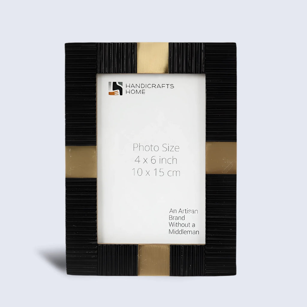 Picture Frame Deco Accent Collection Resin & Brass Inlay Black– 3 Sizes
