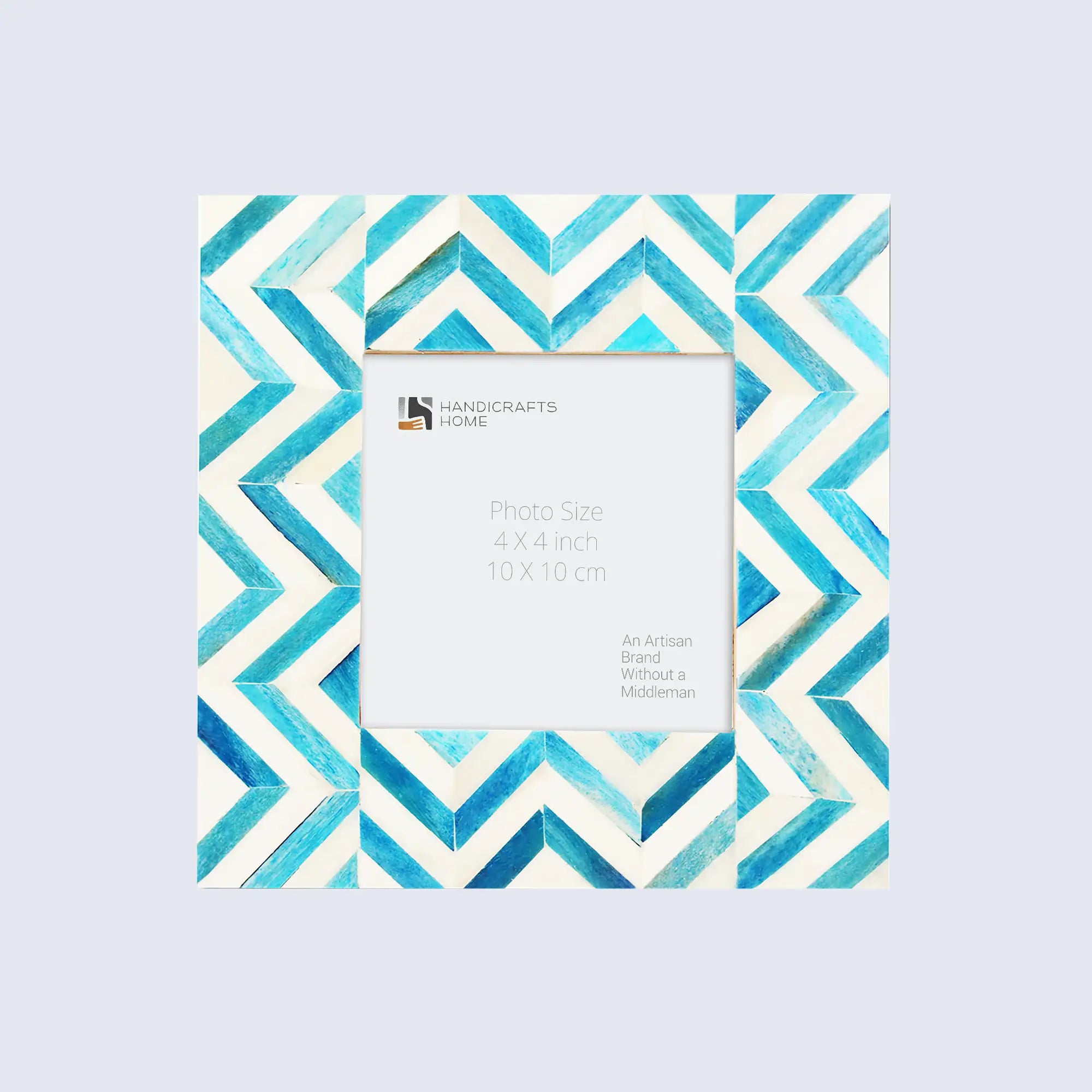 Picture Frame Zigzag Herringbone Collection Bone Inlay Turquoise & White – 4x4 & 4x6"