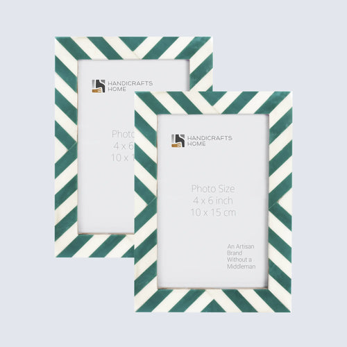 Candy Cane Mint Resin Inlay Picture Frame, Green - White, 3 Sizes (Set of 2)
