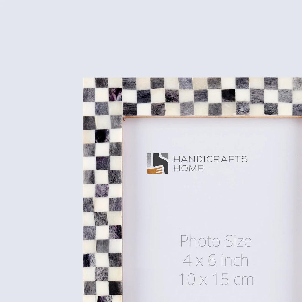 Poster Frames Checkered Collection Bone Inlay, Black & White - 4 Sizes