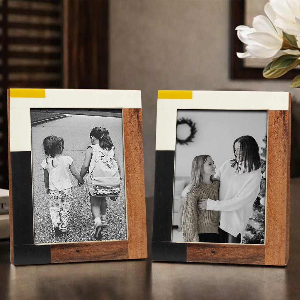 Picture Frame Mondrian Warm Oak Collection Resin Inlay Multi – 3 sizes (Pack of 2)
