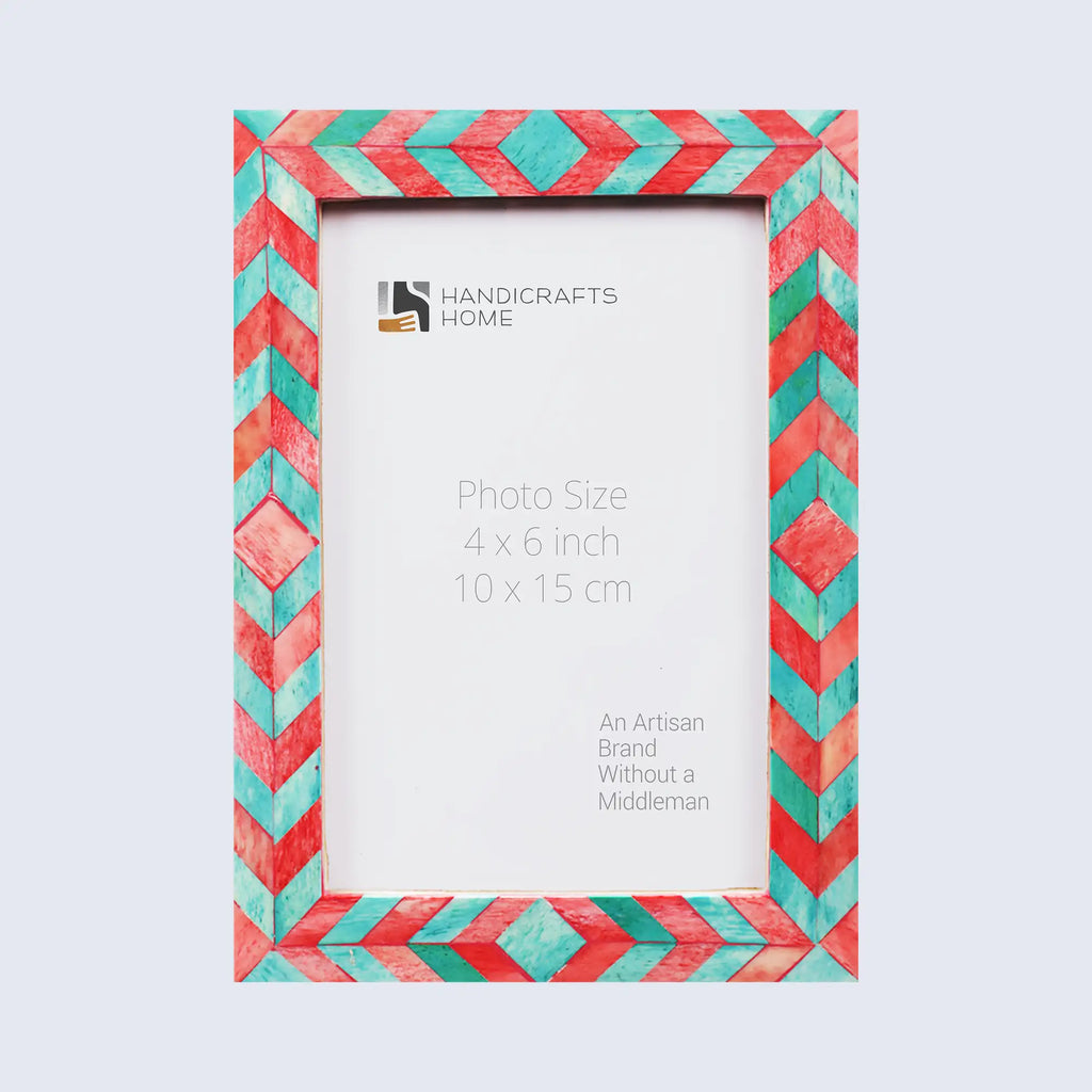 Picture Frame Mosaic Chevron Collection Resin Inlay Green Red 3 Sizes