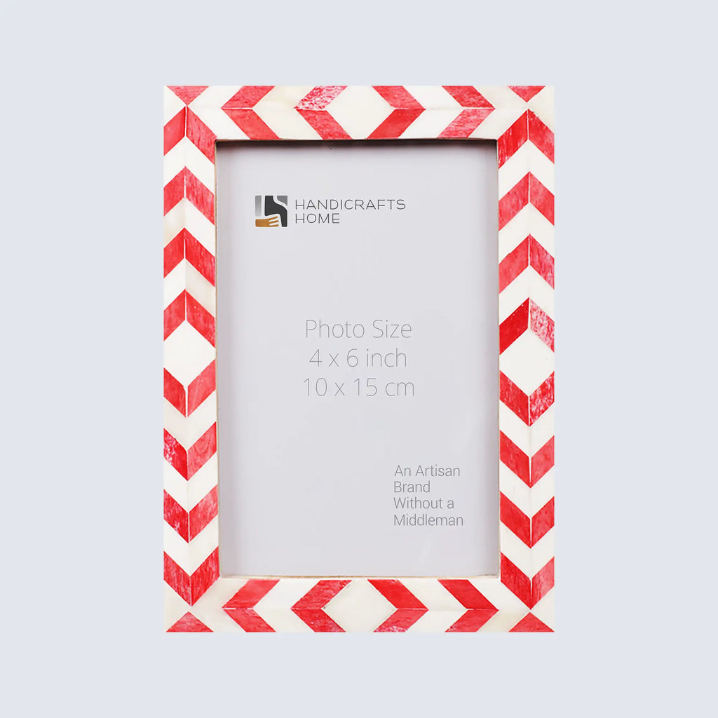 Picture Frame Mosaic Chevron Collection Resin Inlay Red White 3 Sizes