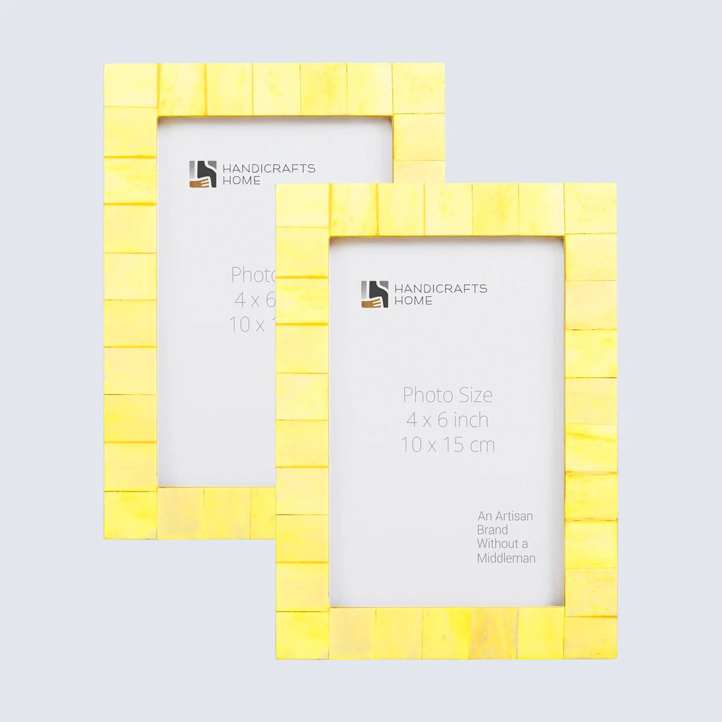 Picture Frame Classic Pattern Collection Bone Inlay Yellow Pack of 2 – 3 sizes