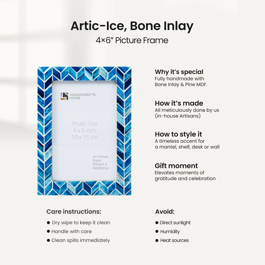 Picture Frame Arctic Ice Pattern Collection Resin inlay Blue & White – 4x6, 5x7 & 8x10