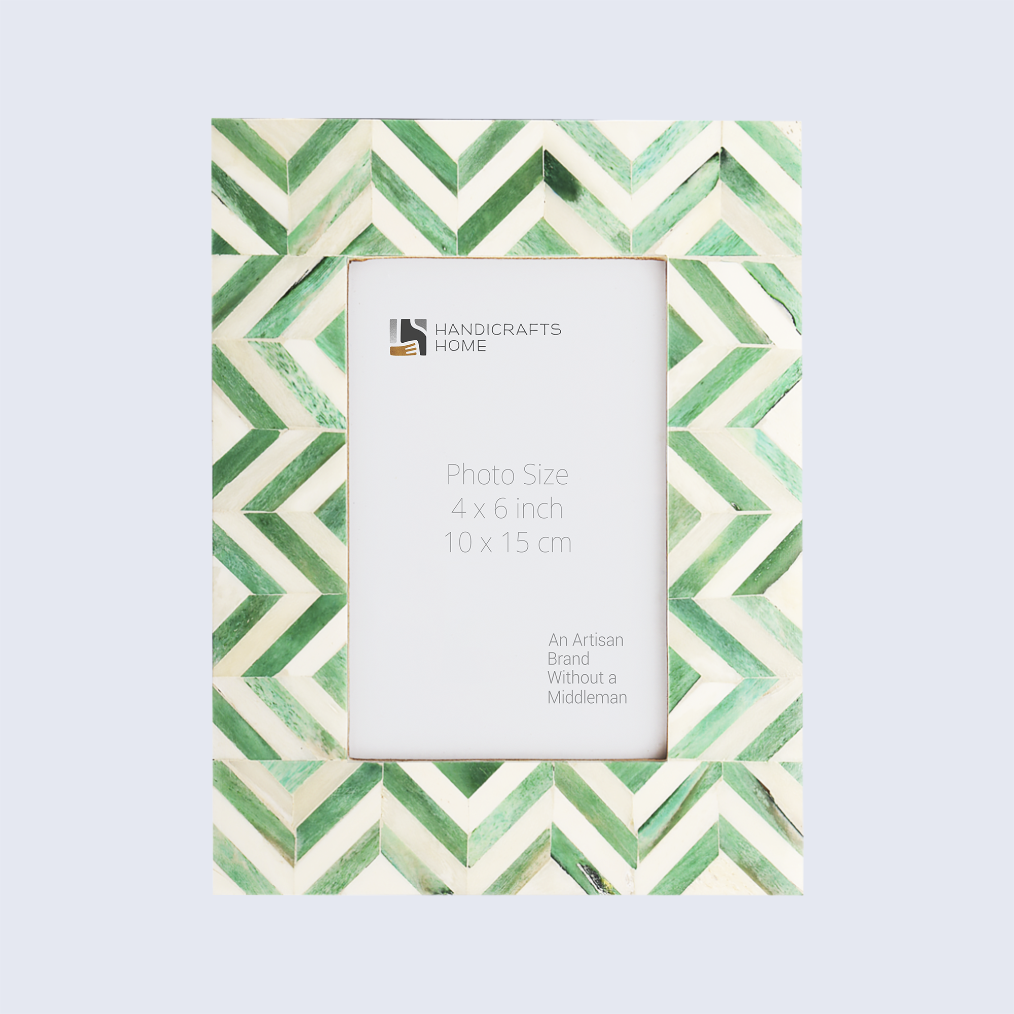 Picture Frame Zigzag Herringbone Collection Bone Inlay Green & White – 4x6"
