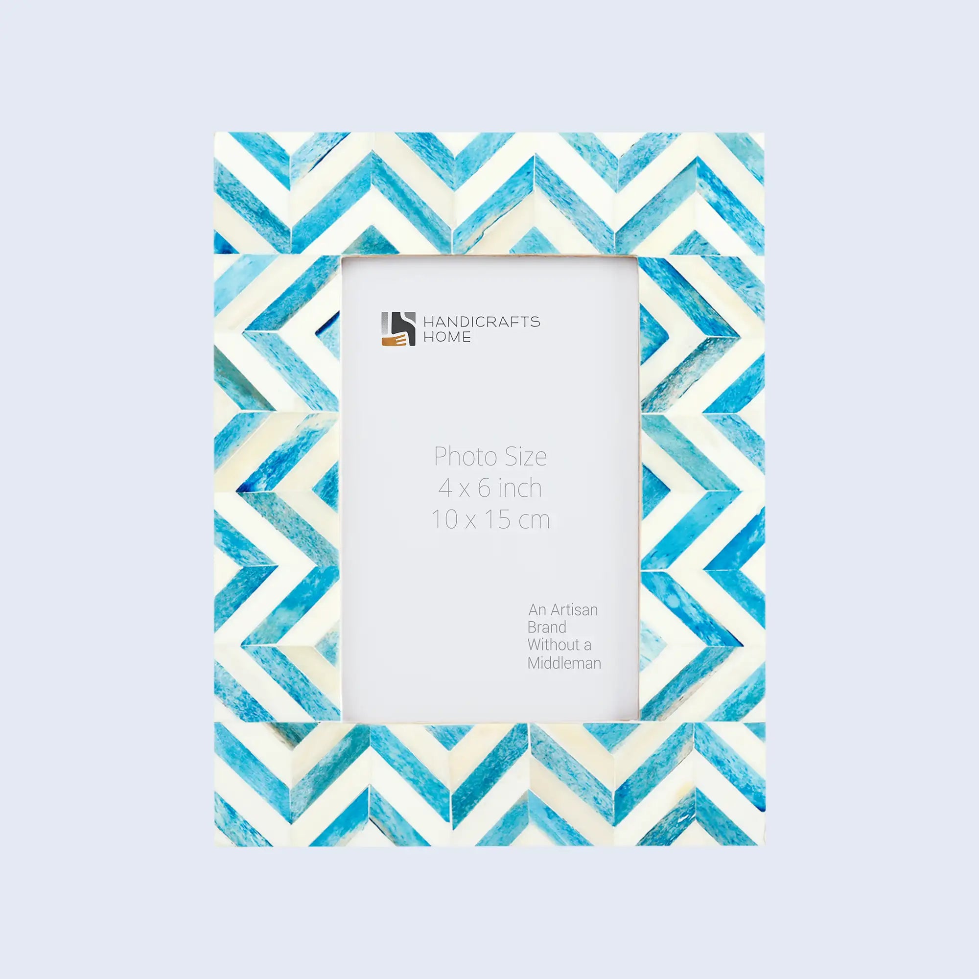 Picture Frame Zigzag Herringbone Collection Bone Inlay Turquoise & White – 4x4 & 4x6"