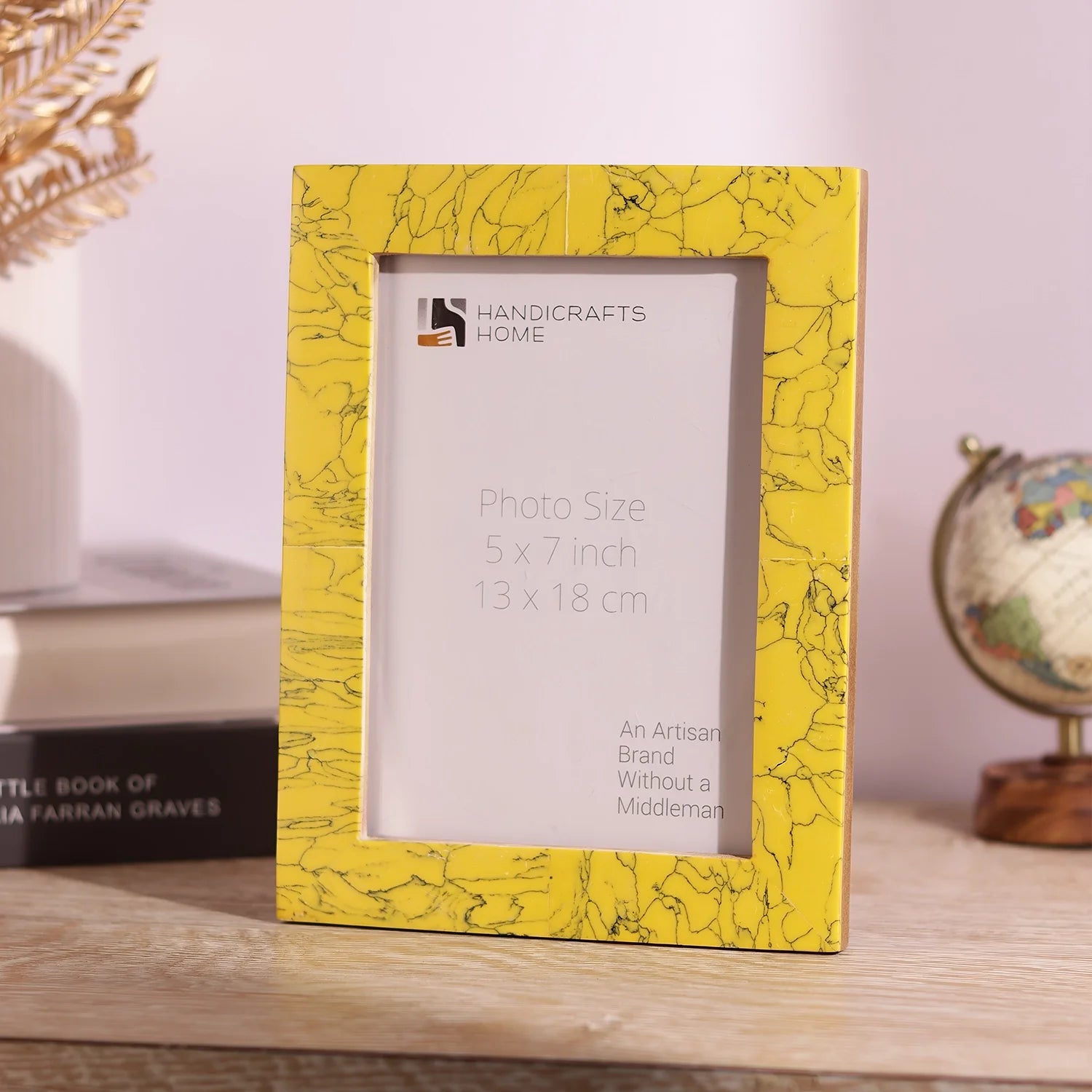Picture Frames Handmade Yellow Collection Resin Inlay Yellow 5x7"