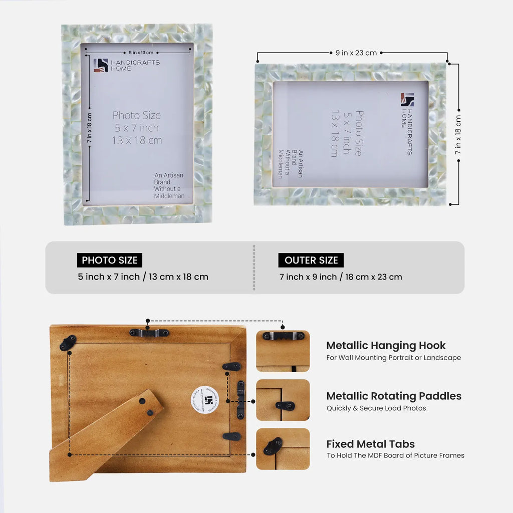 Mother of Pearl Inlay Picture Frame Green 4x6 5x7 8x10