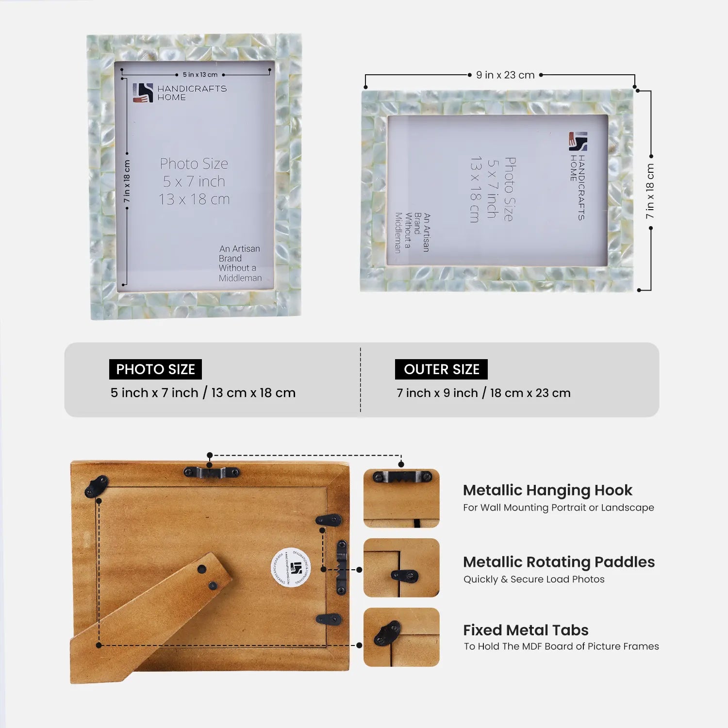 Mother of Pearl Inlay Picture Frame Green 4x6 5x7 8x10
