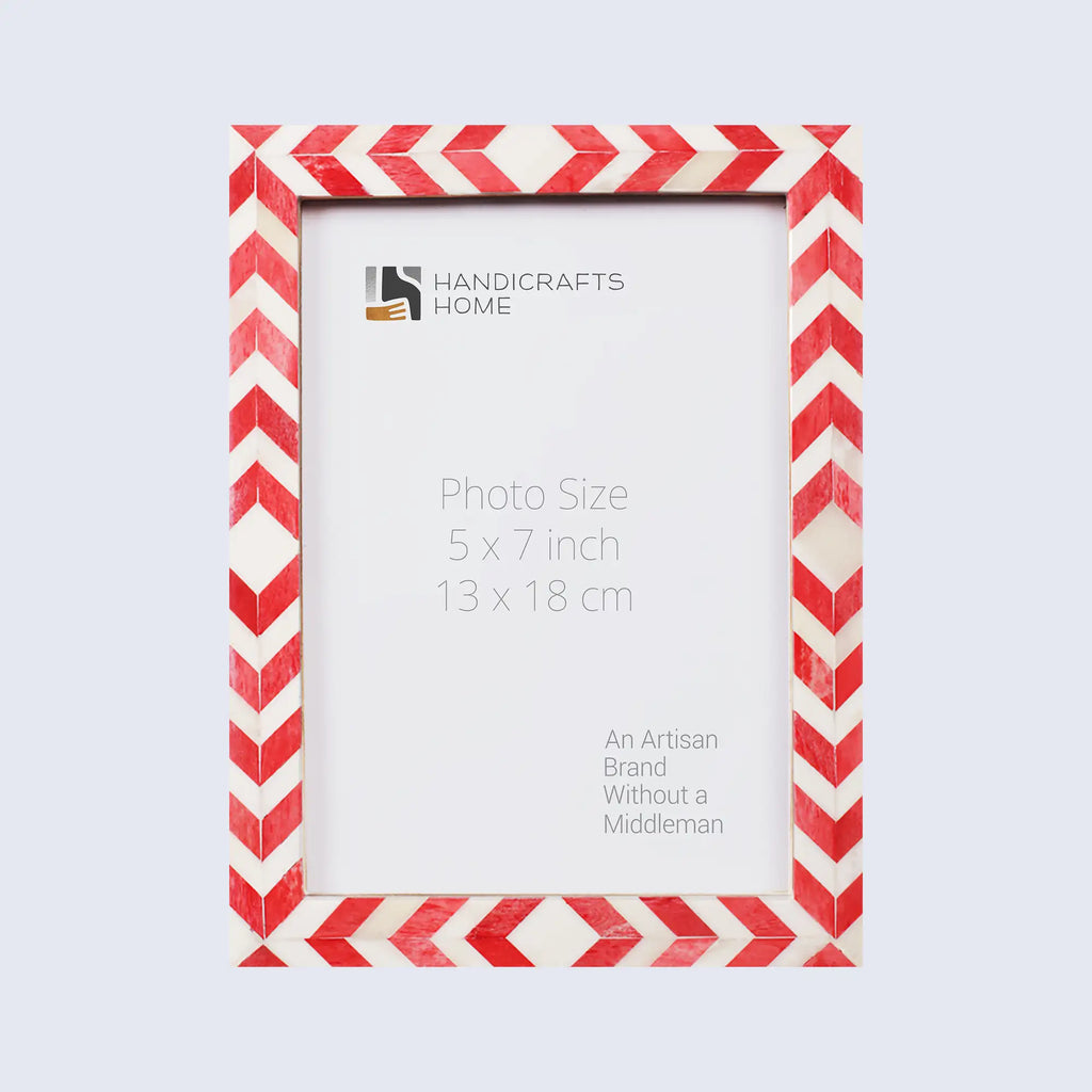 Picture Frame Mosaic Chevron Collection Resin Inlay Red White 3 Sizes