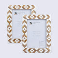 Picture Frame Marquet Array Collection Wood Resin Inlay Brown white Pack of 2  in 8 Sizes