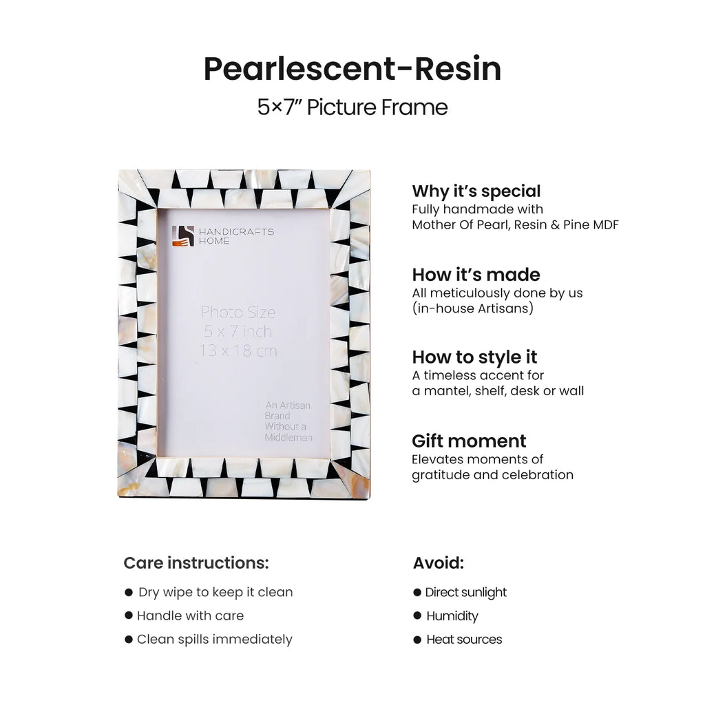Picture Frames Pearlescent Flash Collection Mother of Pearl Resin White 3 Sizes