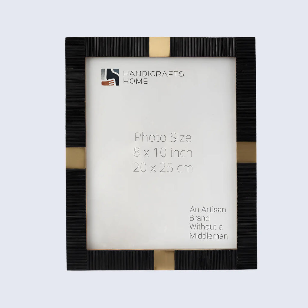 Picture Frame Deco Accent Collection Resin & Brass Inlay Black– 3 Sizes