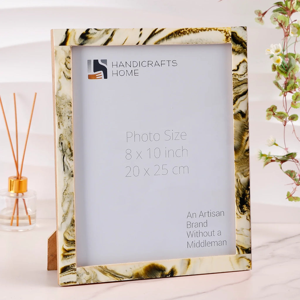 Picture Frame Deco Marble Collection Resin & Brass Inlay Classic Marble Finish – 3 Sizes (Pack of 2)