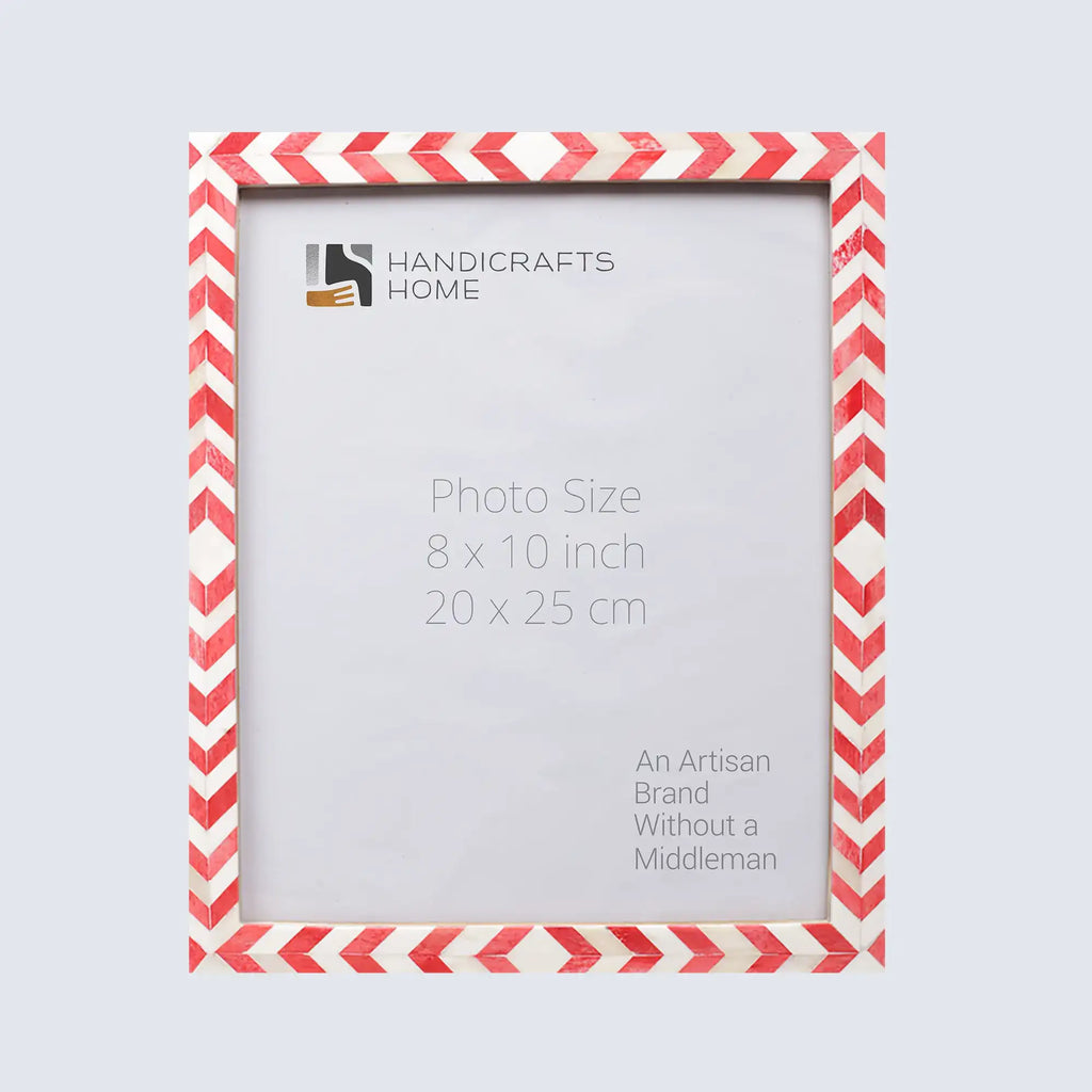 Picture Frame Mosaic Chevron Collection Resin Inlay Red White 3 Sizes
