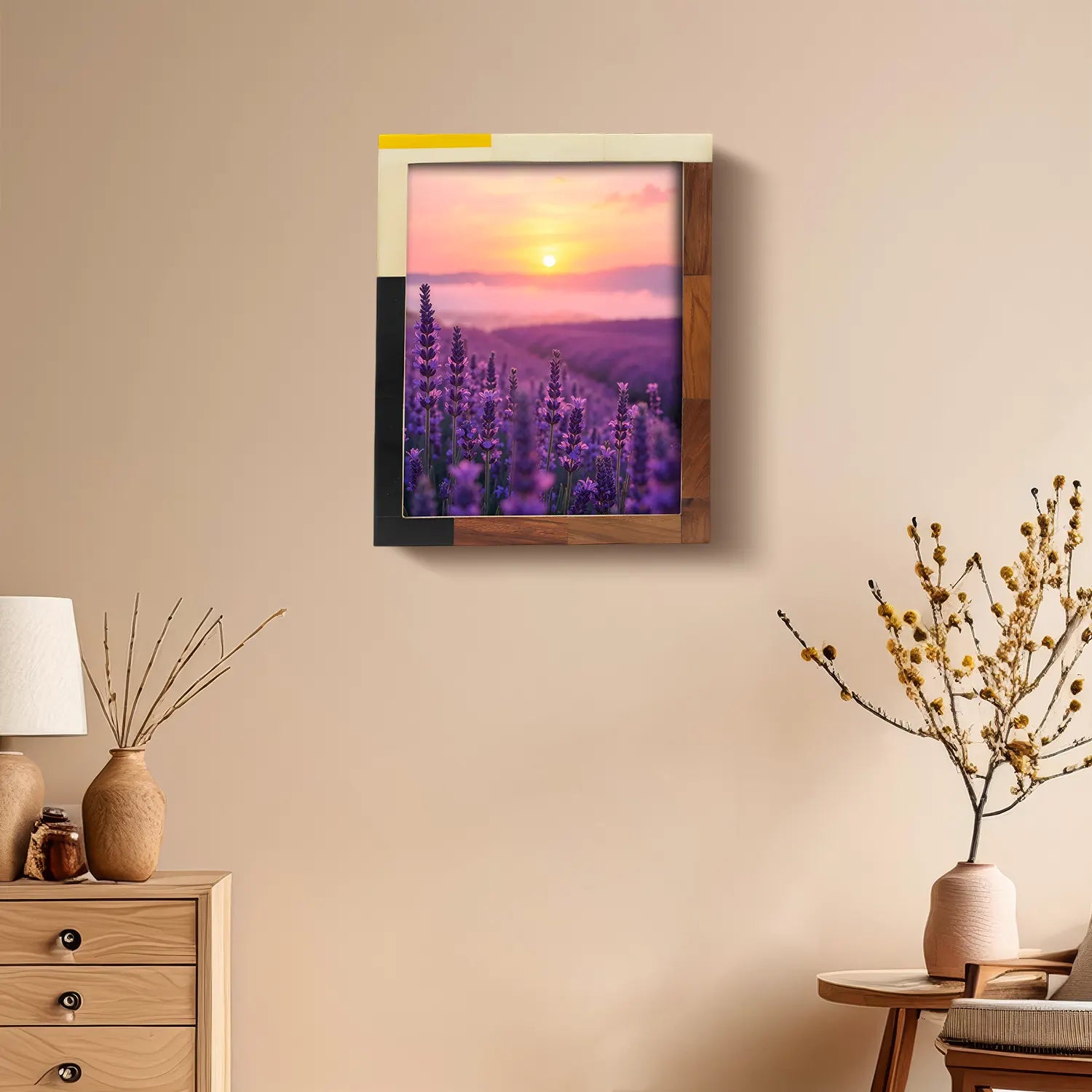 Picture Frame Mondrian Warm Oak Collection Resin Inlay Multi – 3 sizes (Pack of 2)