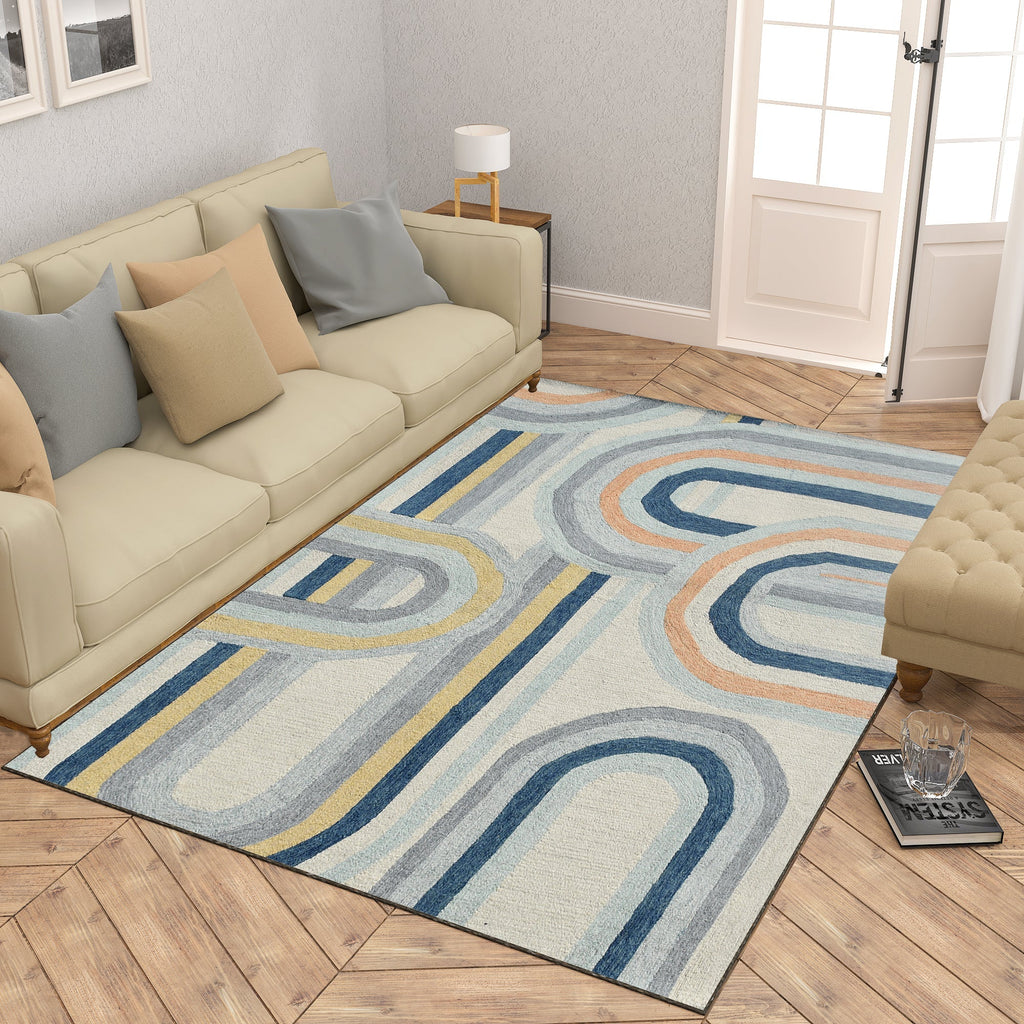 Premium Hand-Tufted Rug Made of 100% Wool  - Pastel Loops - 3x5 Feet