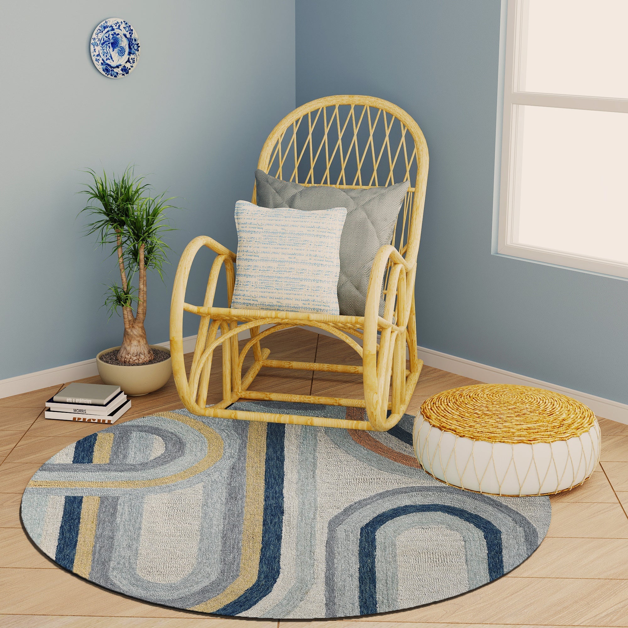 Premium Hand-Tufted Rug Made of 100% Wool  - Pastel Loops - 5x5 Feet