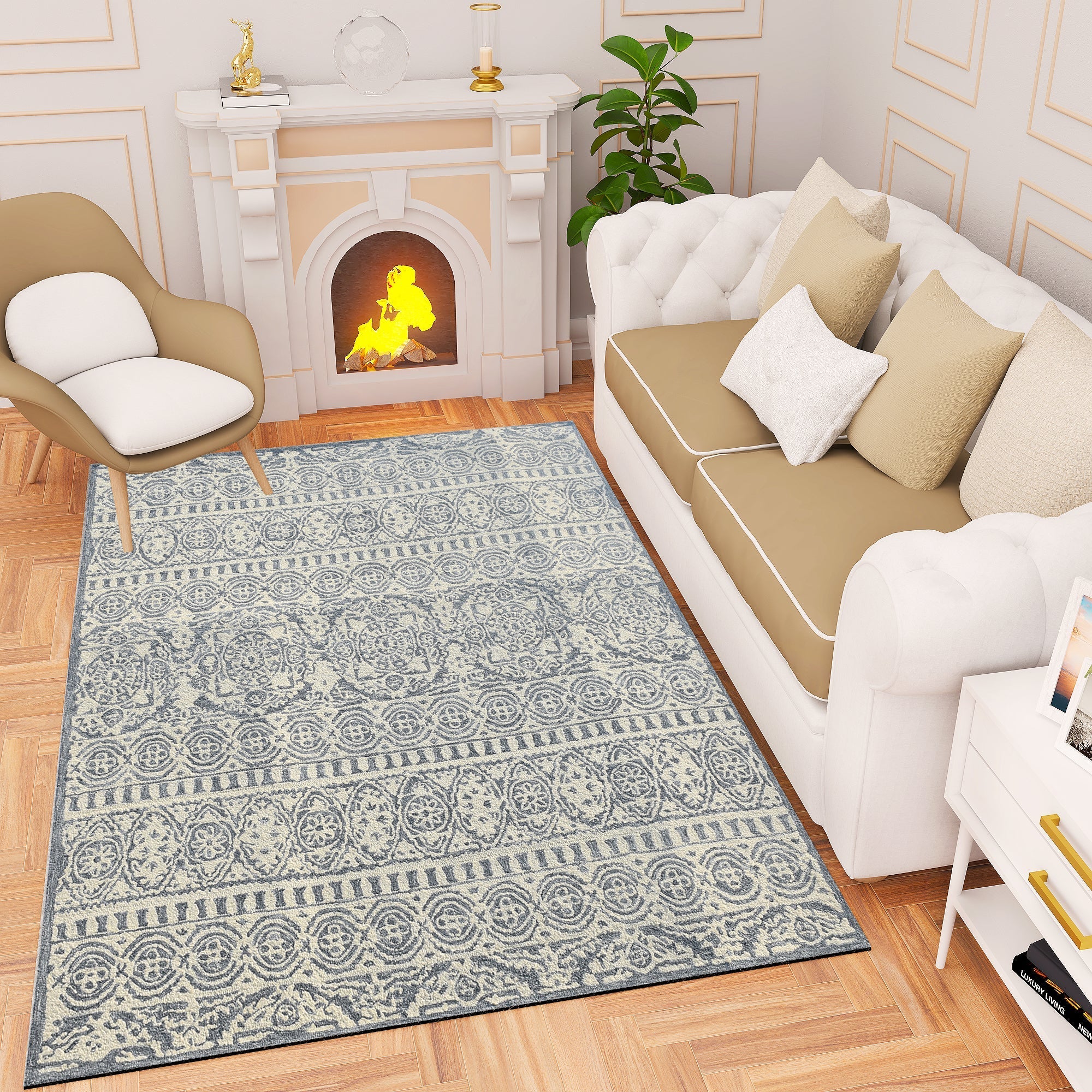 Premium Hand-Tufted Rug Made of 100% Wool  - Relic Light - 3x5 Feet