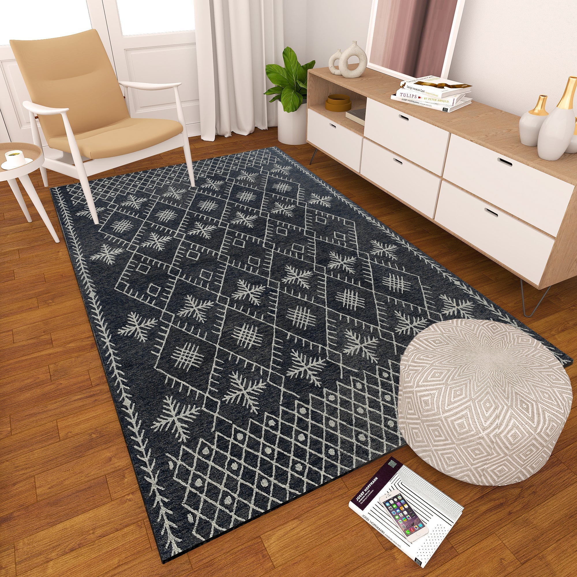 Premium Hand-Tufted Rug Made of 100% Wool  - Snowfall - 6x9 Feet
