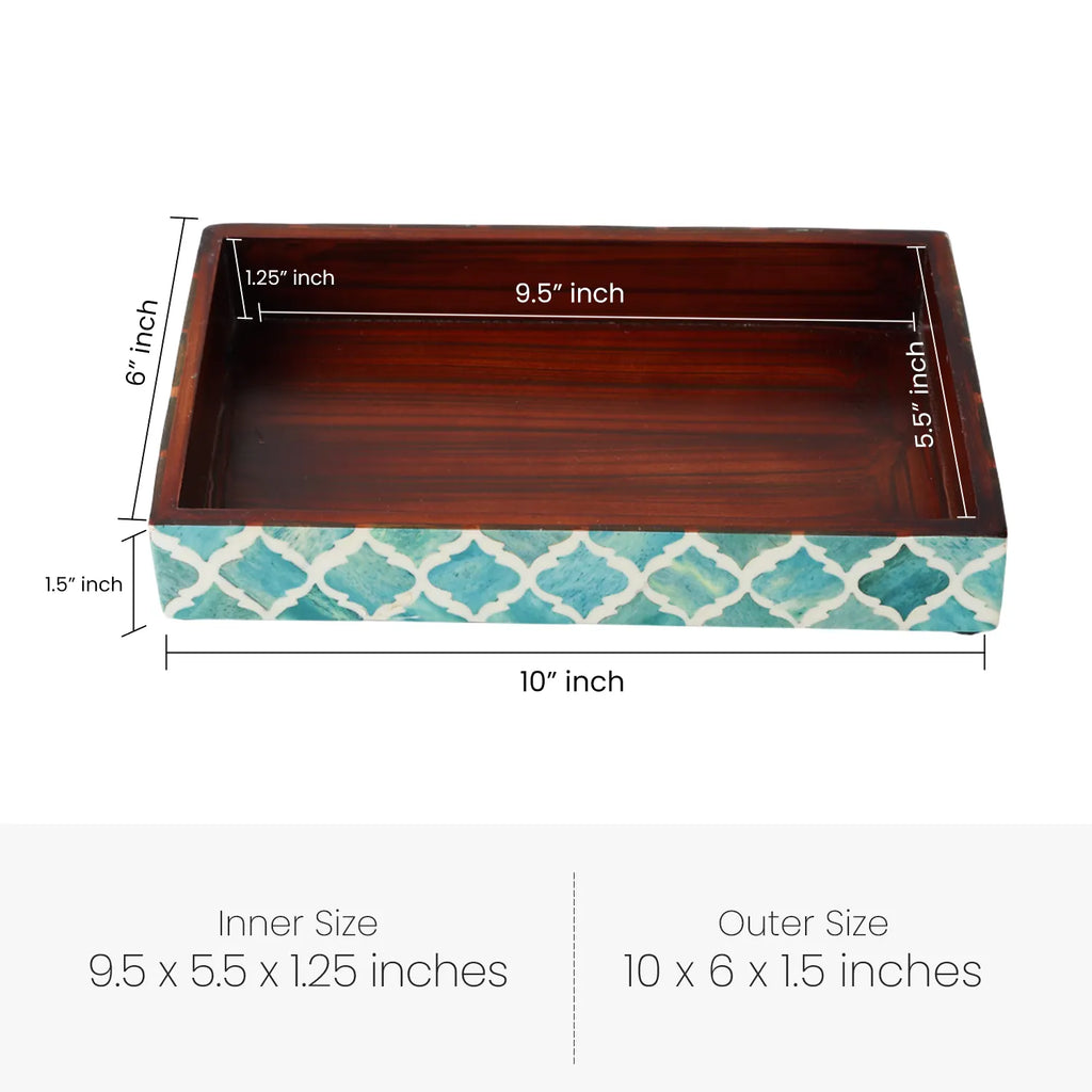 Moroccan Bone Inlay Vanity Decorative Bathroom Tray 10x6