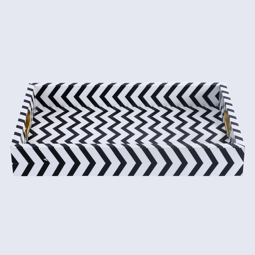 17x11 Decorative Tray B&W Serving Decor Ottoman Centerpiece
