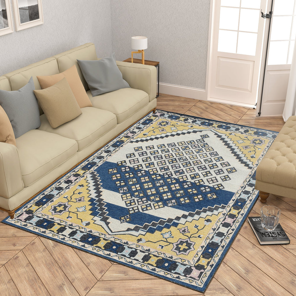 Premium Hand-Tufted Rug Made of 100% Wool  - Tatar Folk - 5x8 Feet