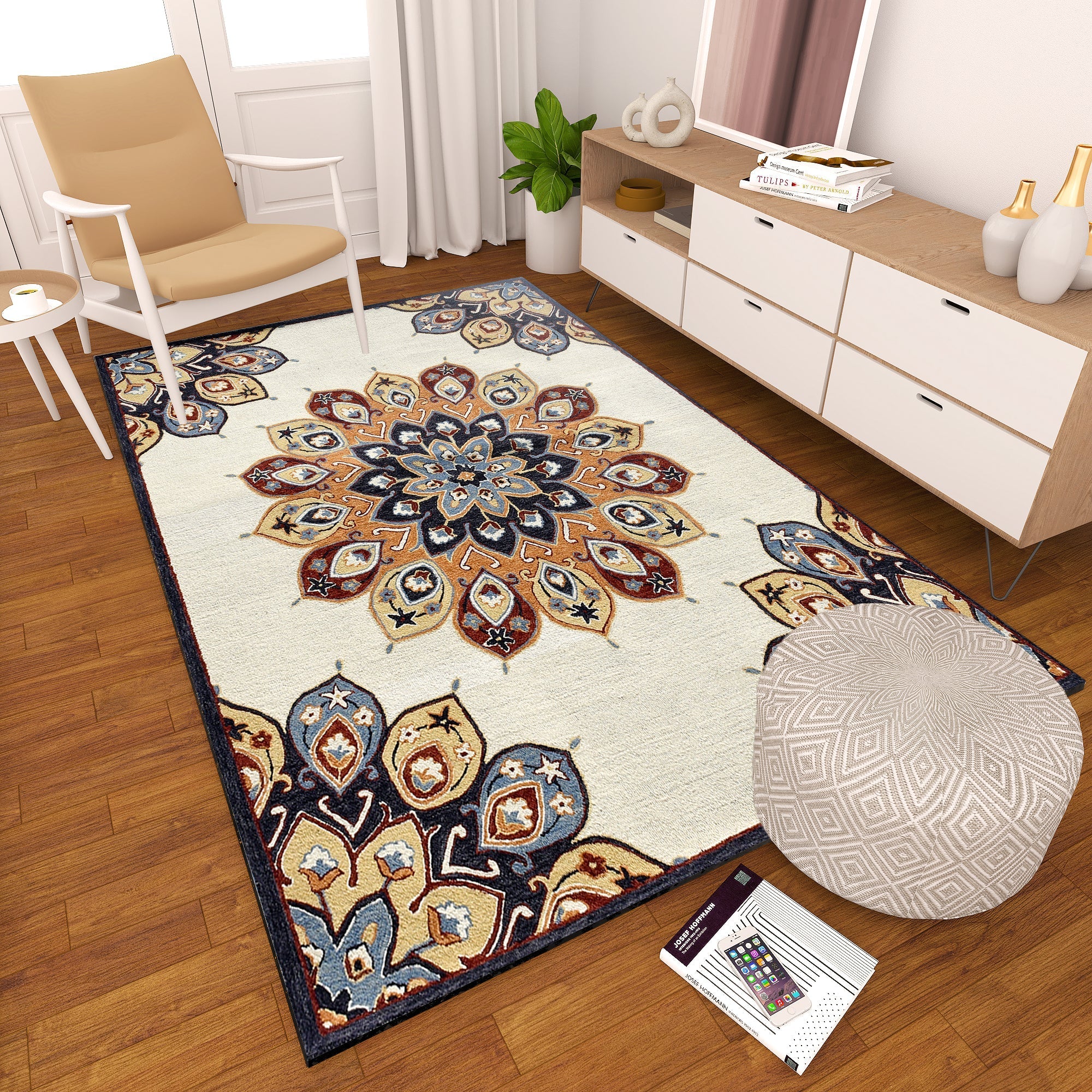 Premium Hand-Tufted Rug Made of 100% Wool  - Vivid Plume - 4x6 Feet
