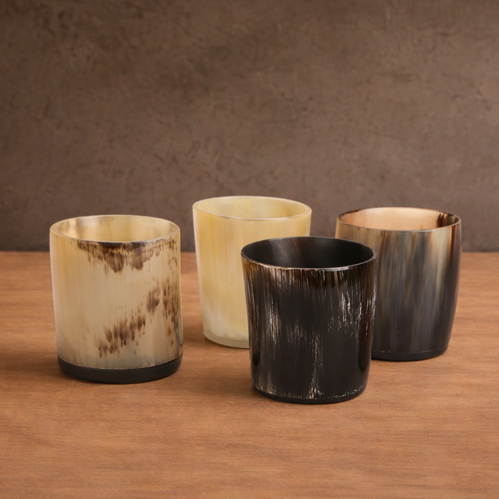 Buffalo Horn Whiskey Shot Glasses 6.5 oz - (Pack of 4)