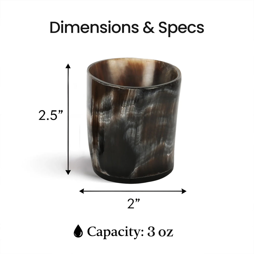 Buffalo Horn Whiskey Shot Glasses 6.5 oz - (Pack of 6)