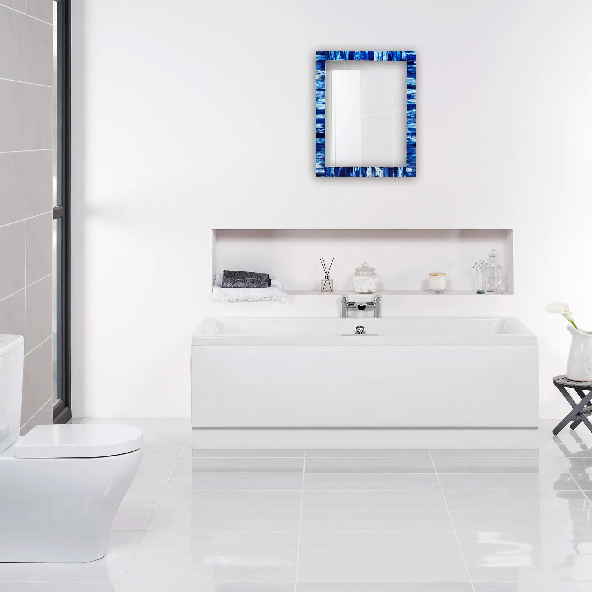 Make To Order Classic Blue Mirror Bone Inlay Collection in 4 Sizes