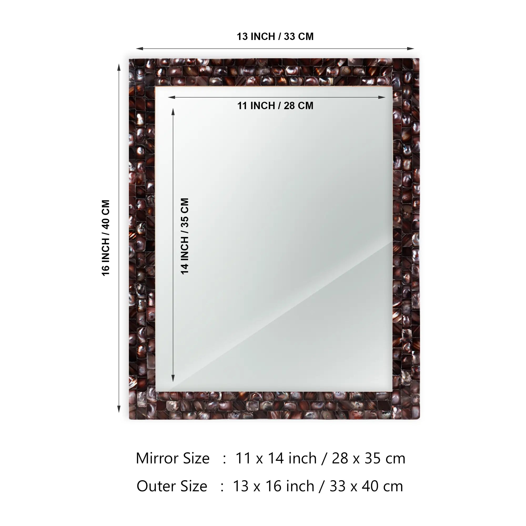 Make To Order Mother Of Pearl Grey Mirror in 7 Sizes