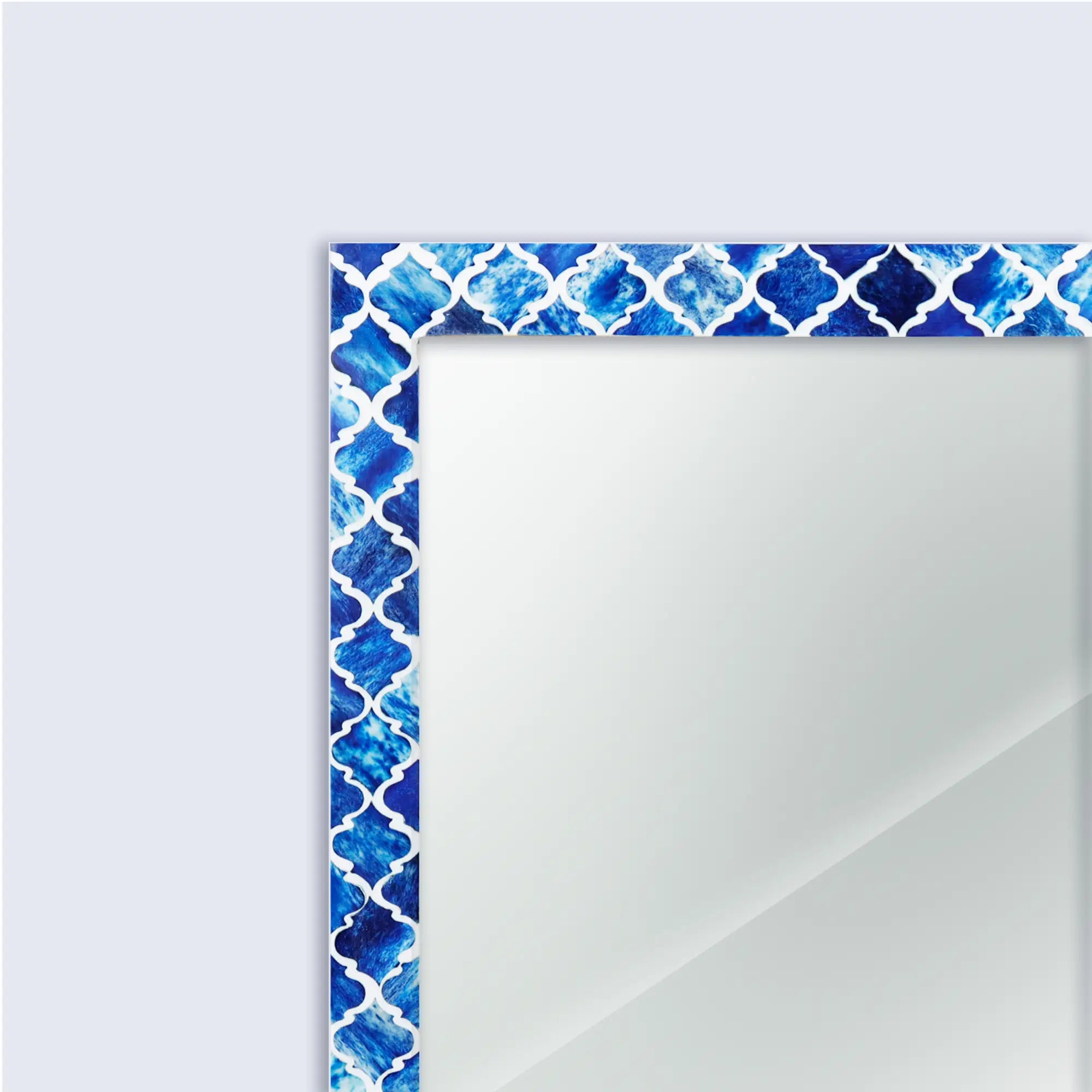 Make To Order Moroccan Blue Mirror Bone & Resin Inlay Collection in 7 Sizes