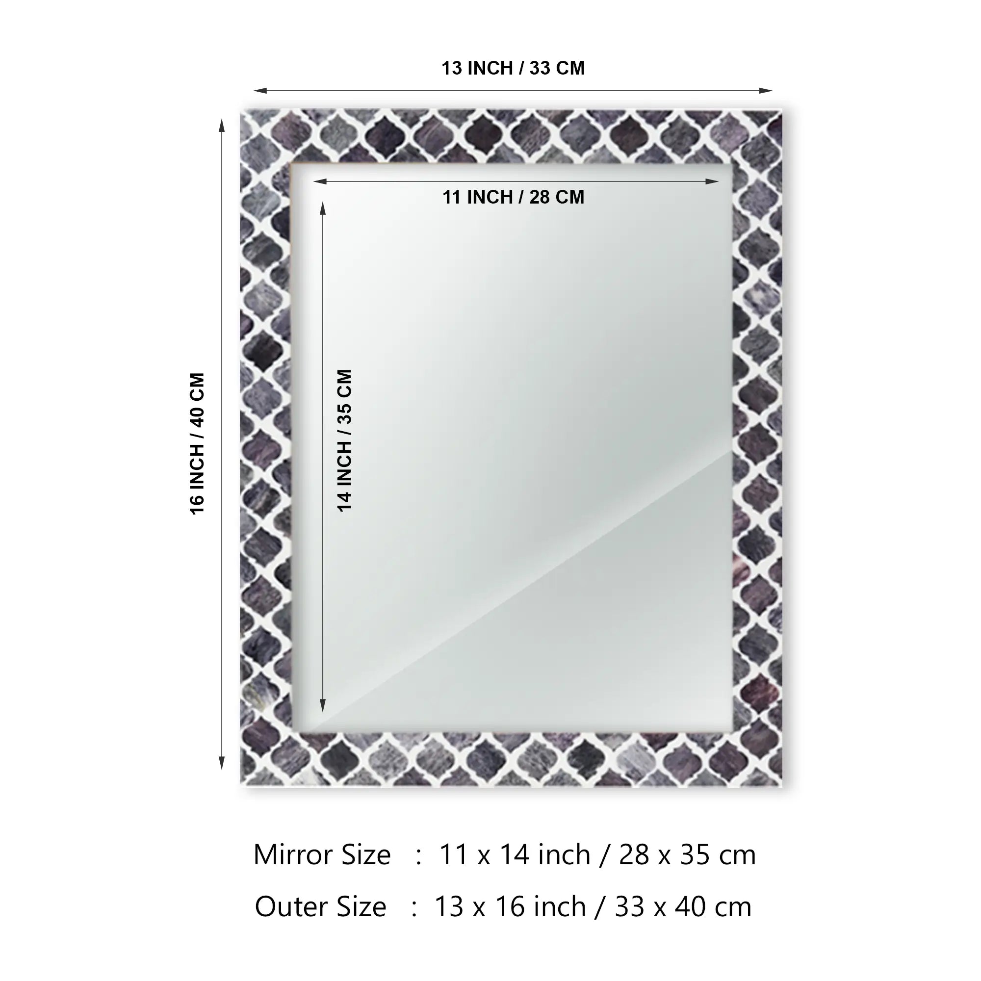 Make To Order Moroccan Grey Mirror Bone & Resin Inlay Collection in 4 Sizes