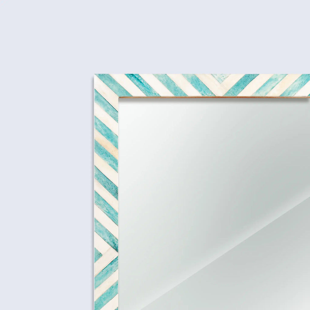 Make To Order Chevron Green Mirror Bone Inlay Collection in 3 Sizes